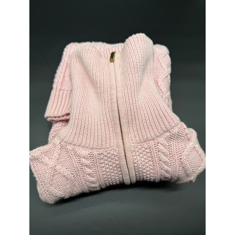 Lauren Ralph Lauren Petite Pink Cable Knit 1/4 Zip‎ Cotton Sweater P/P Small - Picture 7 of 8
